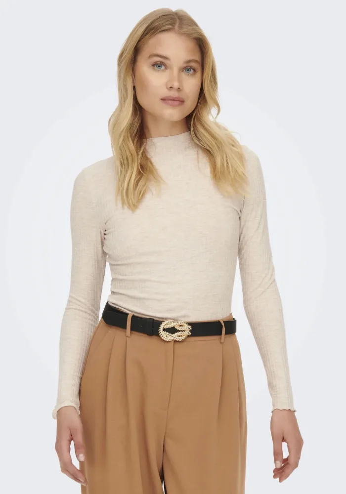 Only - T-Shirt, langarm, für Damen, Ecru, Größe XS