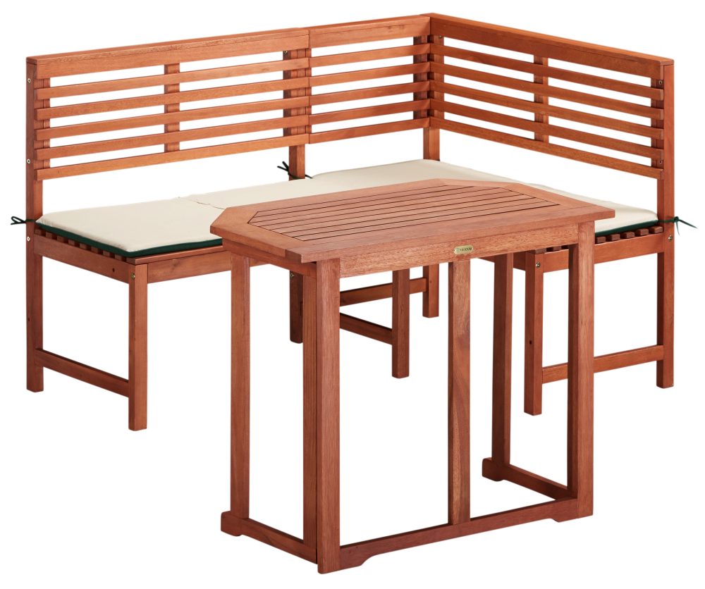 MERXX Gartenmöbelset 4-tlg., Eckbank, Tisch 90x60 cm, klappbar, Eukalyptus, braun