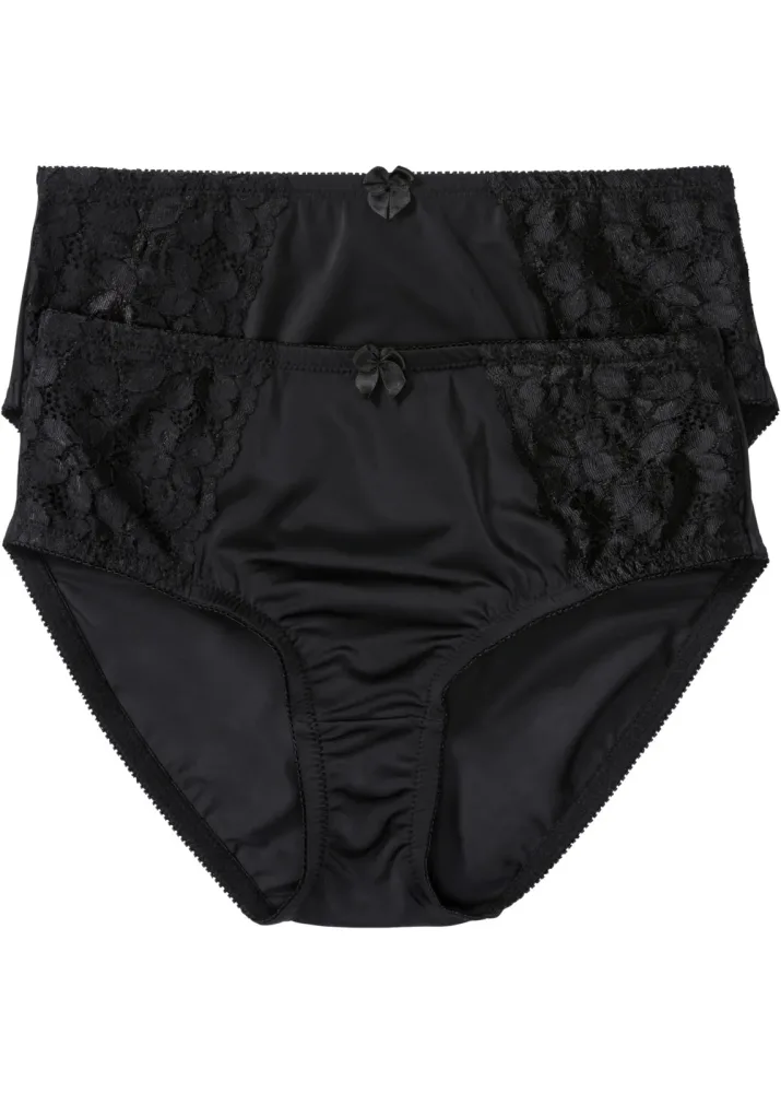 bonprix Maxislip mit zarter Spitze (2er Pack)schwarz 48Damen