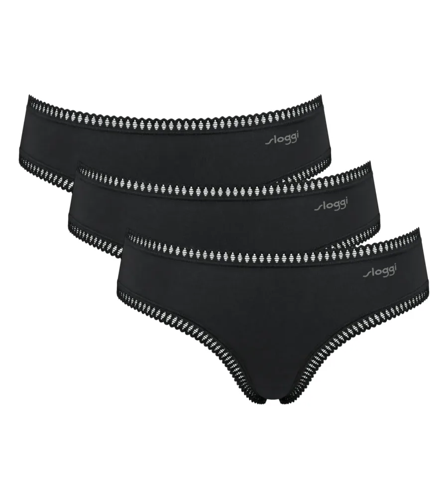 Sloggi - Slip  3er Pack Bequem sitzend-GO Crush Hipster C3P, für Damen, Schwarz, Größe XL