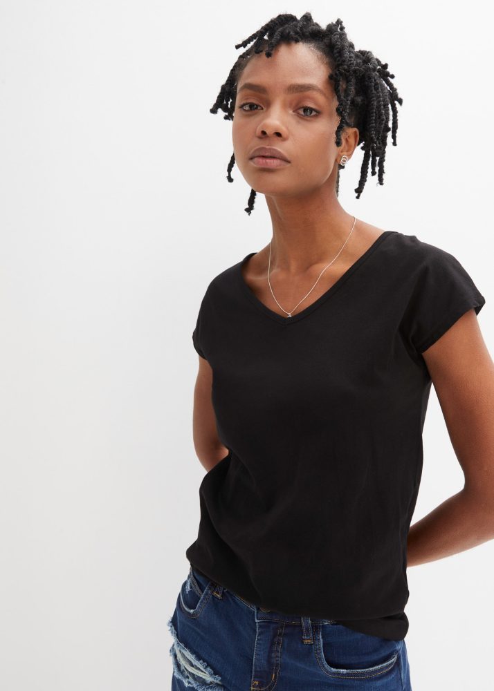 bonprix T-Shirt lockere Passform, mit V-Ausschnitt, mit coolem Rückendetail