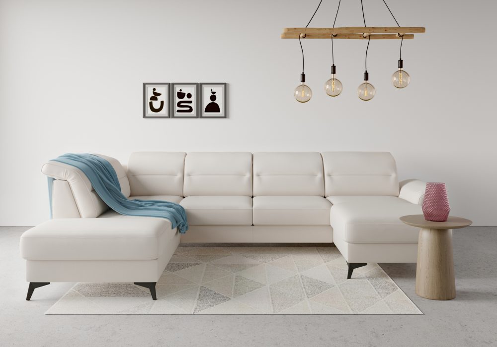 sit&more Wohnlandschaft »Sinatra«, optional mit Kopfteilverstellung und Armteilfunktion oder mit Kopfteilverstellung, Armteilfunktion, Bettfunktion und Stauraum, mattschwarze Metallfüsse