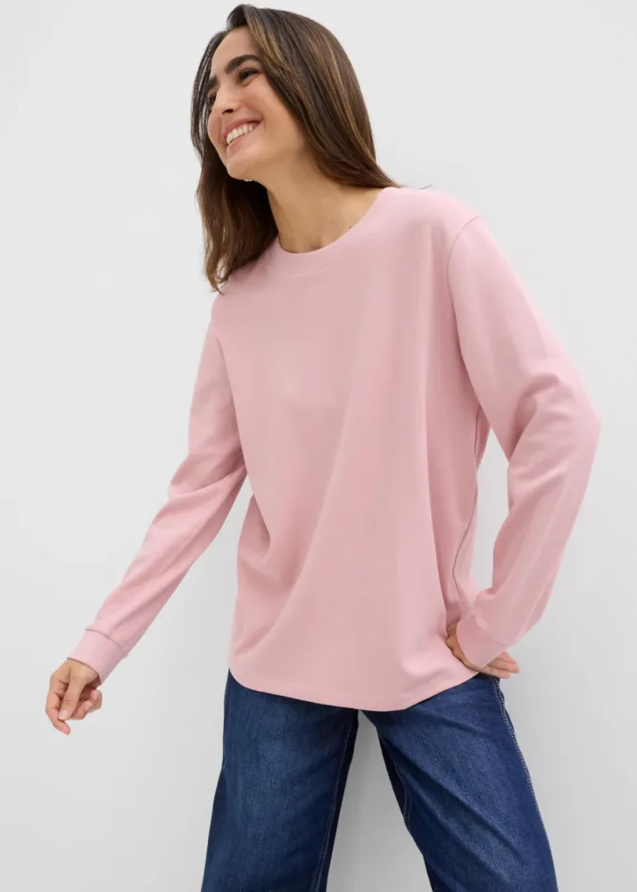 bonprix Langarmshirt aus reiner schwerer Bio-Baumwollerosa 44Damen