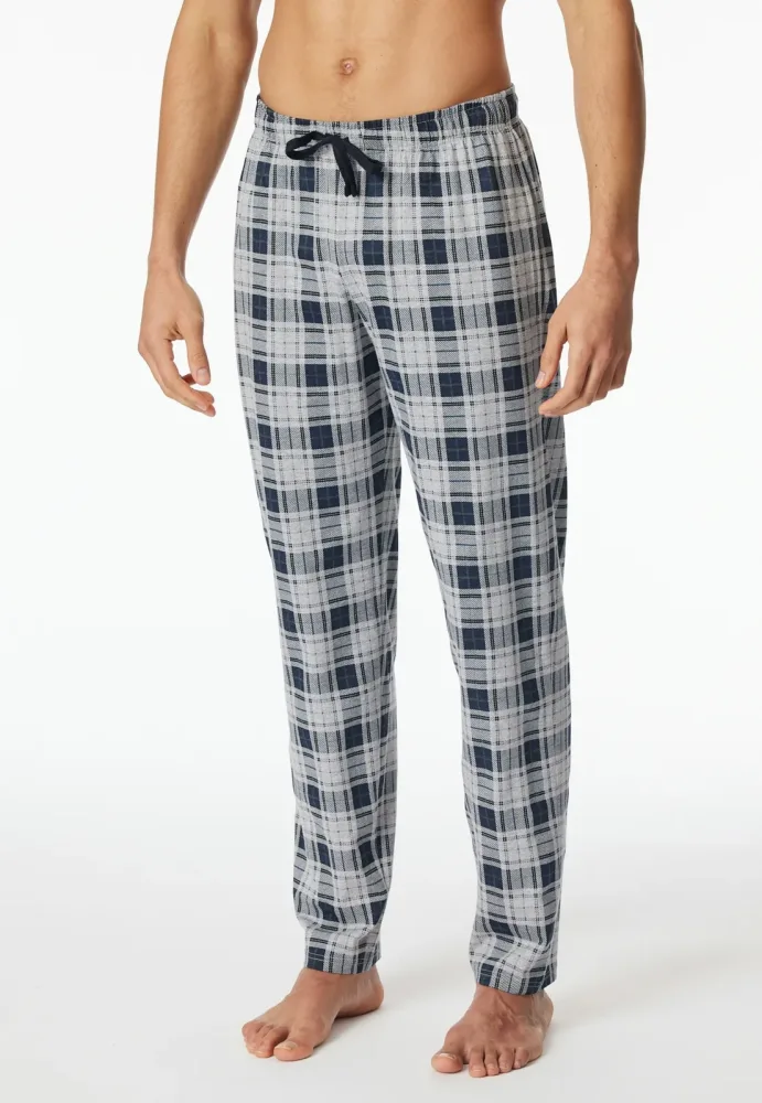 Schiesser Hose Dunkelblau/Grau gemustert - Mix+Relax für Herren, Größe L, 100 % Baumwolle