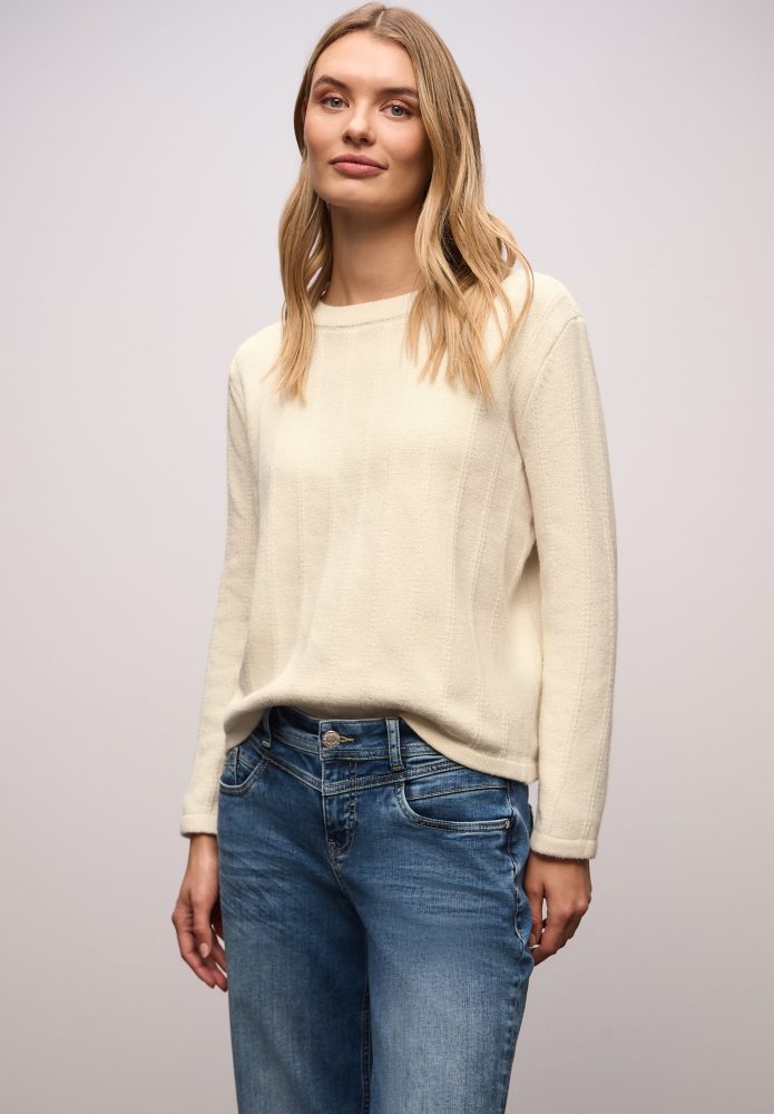 STREET ONE Strickpullover mit Rundhals, strukturiert