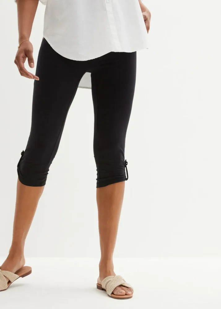 bonprix Caprileggings Skinny Fit, mit seitlichem Knopf-Detail, aus Baumwollmaterial