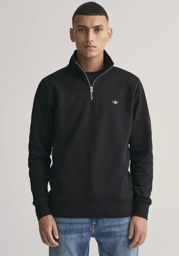 Gant - Sweatshirt  Bequem sitzend-Regular Shield Half Zip Sweat, für Herren, Schwarz, Größe XL
