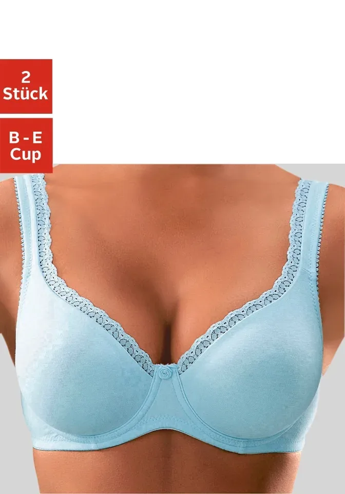 petite fleur T-Shirt-BH Packung, mit Bügel & nahtlosen Cups, Baumwoll-Qualität ? ideal für grosse Grösse