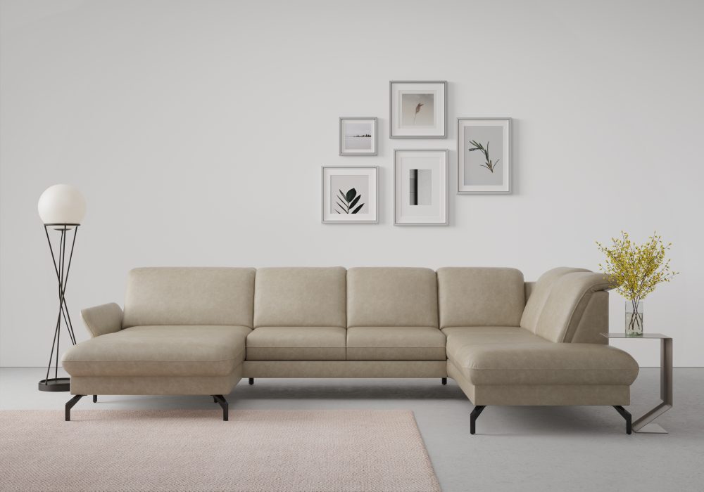 sit&more Wohnlandschaft »Fashion«, wahlweise mit Kopfteilverstellung und Vorziehsitz, motorisch, mit schwarzen Metallfüssen