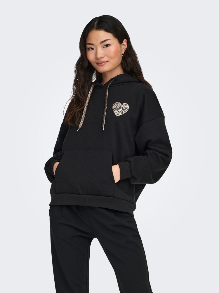 Only - Kapuzensweatshirt, für Damen, Schwarz, Größe S
