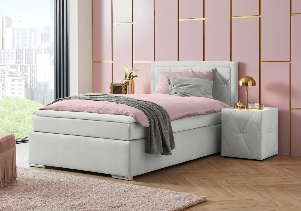 Leonique Boxbett »Alfie, Bestseller, wahlweise mit Bettkasten«, mit Strasssteinen im Kopfteil, H2, H3 und H4 wählbar