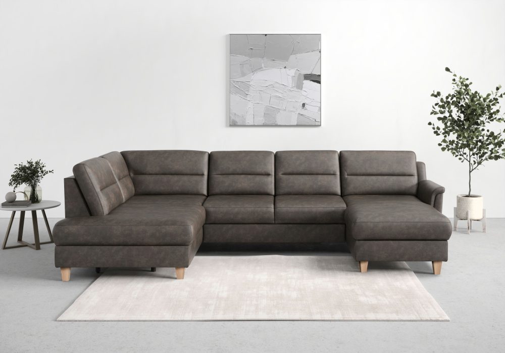 sit&more Wohnlandschaft »Farö«, inklusive Federkern, mit naturfarbenen Füssen, wahlweise mit Bettfunktion und Bettkasten
