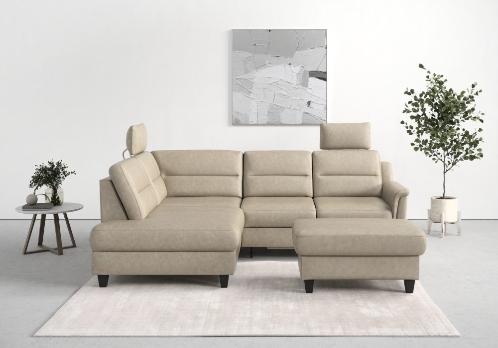 sit&more Ecksofa »Farö«, inklusive Federkern, mit wengefarbenen Füssen, wahlweise mit Bettfunktion und Bettkasten