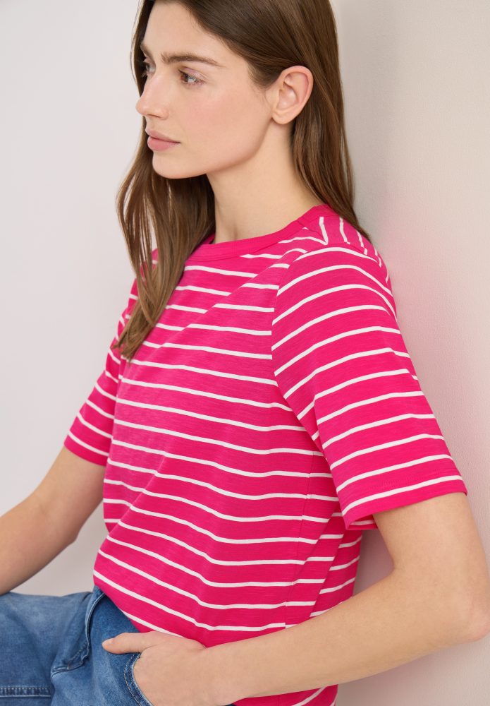 Cecil Rundhalsshirt Sommershirt im Streifen-Look