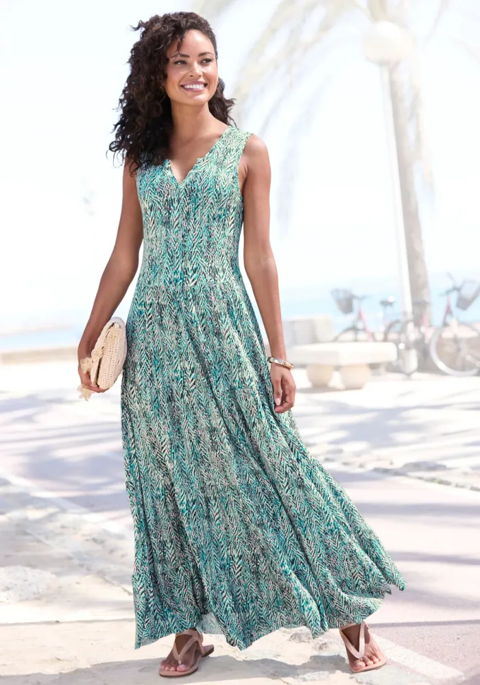 Vivance Maxikleid mit Alloverdruck, langes Sommerkleid aus Jersey, casual
