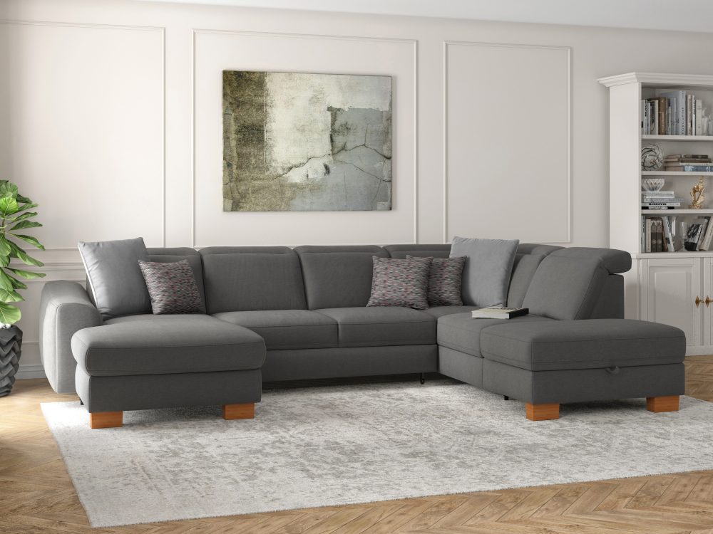 sit&more Wohnlandschaft »Durness«, mit Federkern und hochwertigen Massivholzfüssen, wahlweise mit Kopfteilverstellung, optional mit Bettfunktion und Stauraum