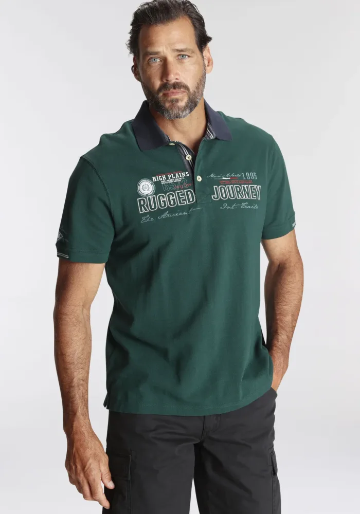Mans World Poloshirt Kurzarm, mit Print, Stickerei und Badge, Polokragen
