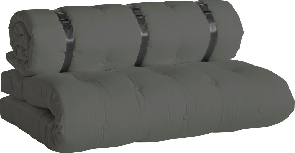 Karup Design BUCKLE UP OUT™ Sofa Dunkelgrau mit 2 Matratzen und schwarzem Gürtel