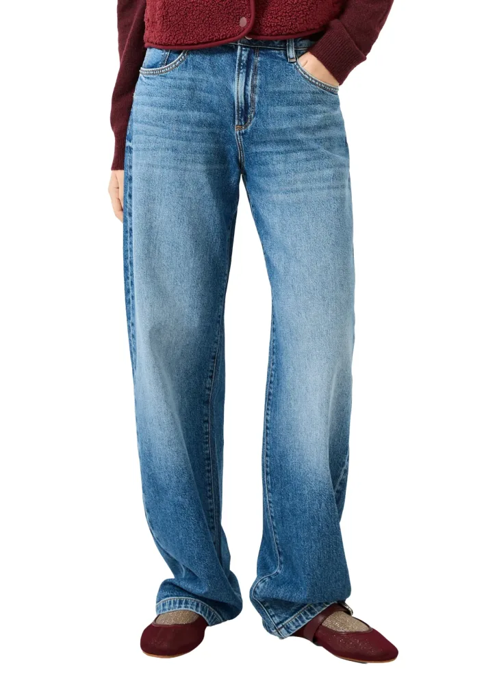 QS 5-Pocket-Hose Barrel Leg Jeans mit Stretch