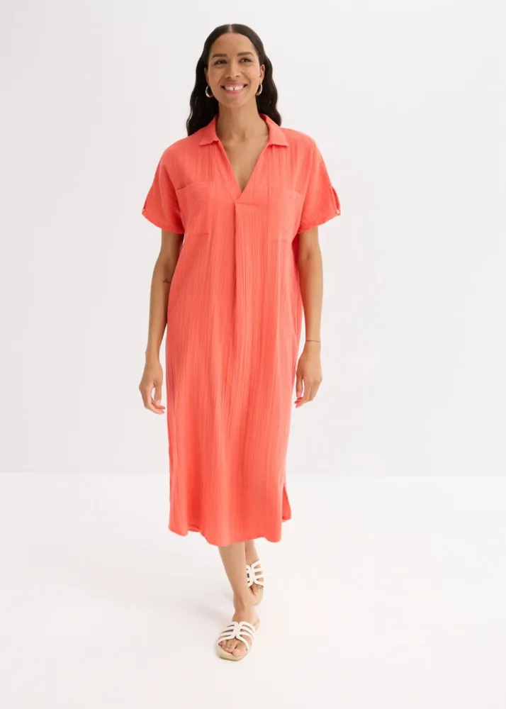 bonprix Tunikakleid Oversize-Passform, Kaftan-Schnitt, Kimonoärmel, aus Baumwolle