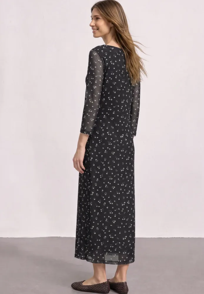 Midikleid aus Mesh mit floralem Muster