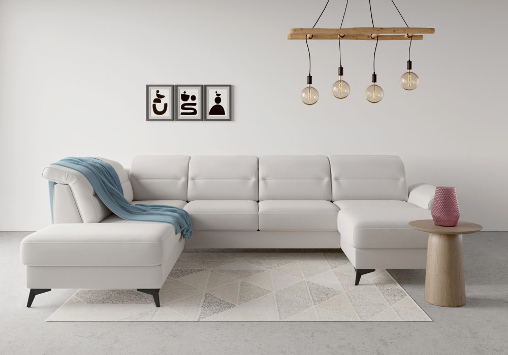 sit&more Wohnlandschaft »Sinatra«, optional mit Kopfteilverstellung und Armteilfunktion oder mit Kopfteilverstellung, Armteilfunktion, Bettfunktion und Stauraum, mattschwarze Metallfüsse