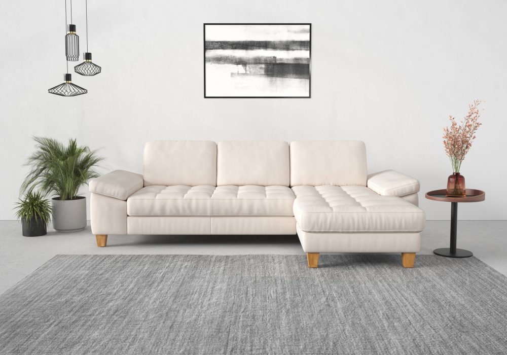 sit&more Ecksofa, mit Recamiere, mit oder ohne Bettfunktion, Bettkasten, Füsse Eiche