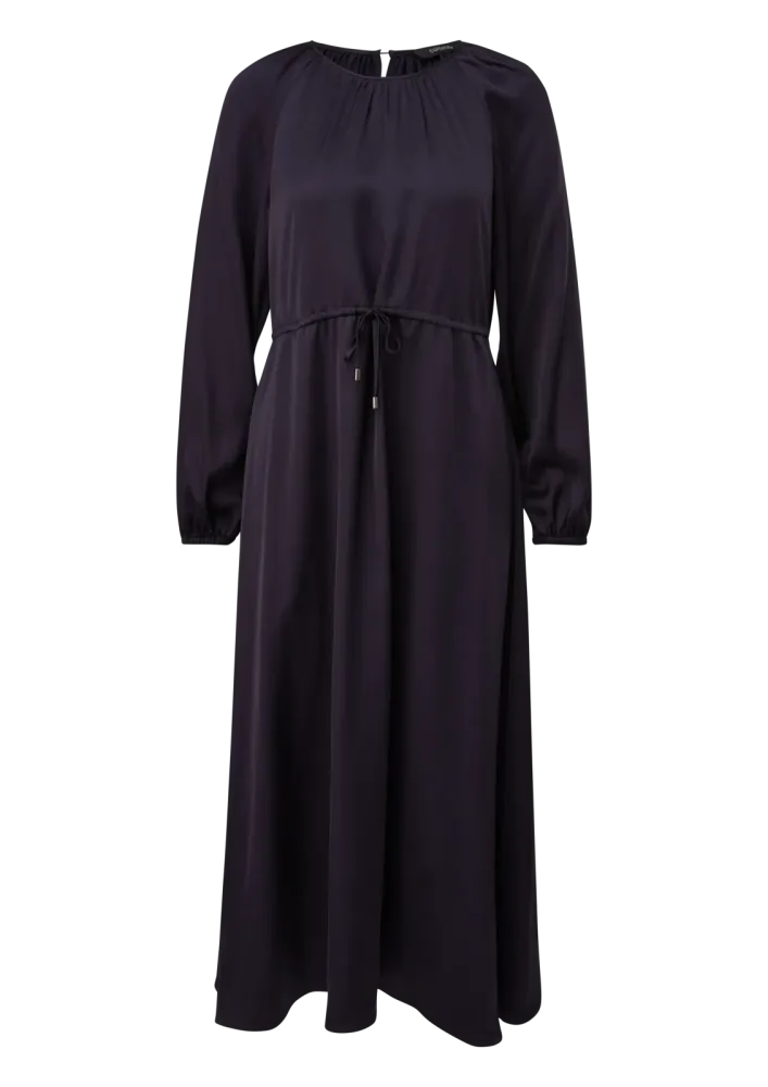 Comma Maxikleid Ohne Taschen Langarm, mit Bindeband