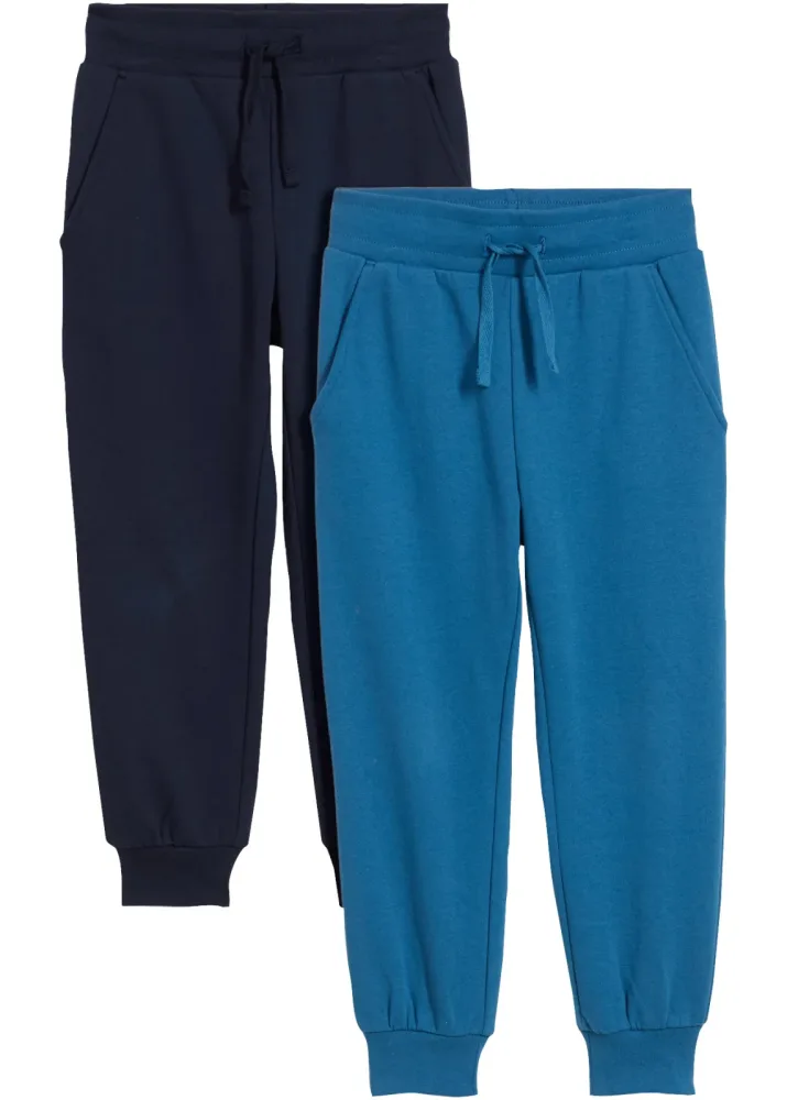 bonprix Jogginghose aus weichem Baumwoll-Mix (2er Pack)blau 128Knaben