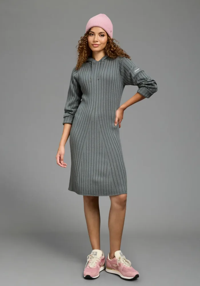 KangaROOS Strickkleid mit Rippstrick, Langarm, figurbetonte Passform, elastisch