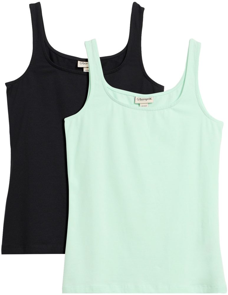 bonprix Tanktop Packung, 2 tlg. taillierte Passform, mit Carré-Ausschnitt