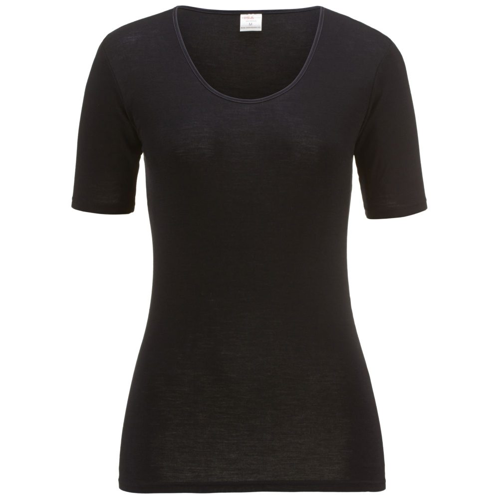 ISA bodywear - Shirt kurzarm, Rundhals, für Damen, Schwarz, Größe XL