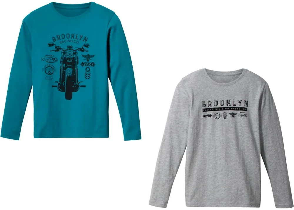 bonprix Langarmshirt Packung, 2 Stk. bequeme Passform, mit Frontmotiv, für den Alltag