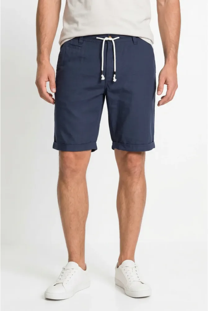 bonprix Bermudas aus Leinen-Baumwoll-Mix, Regular Fit, mit Bindeband am Bund