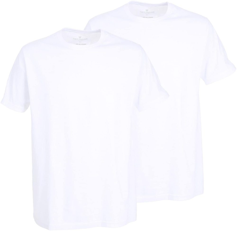 Tom Tailor - T-Shirt  2er Pack Bequem sitzend-Lucky T, für Herren, Weiss, Größe XXL