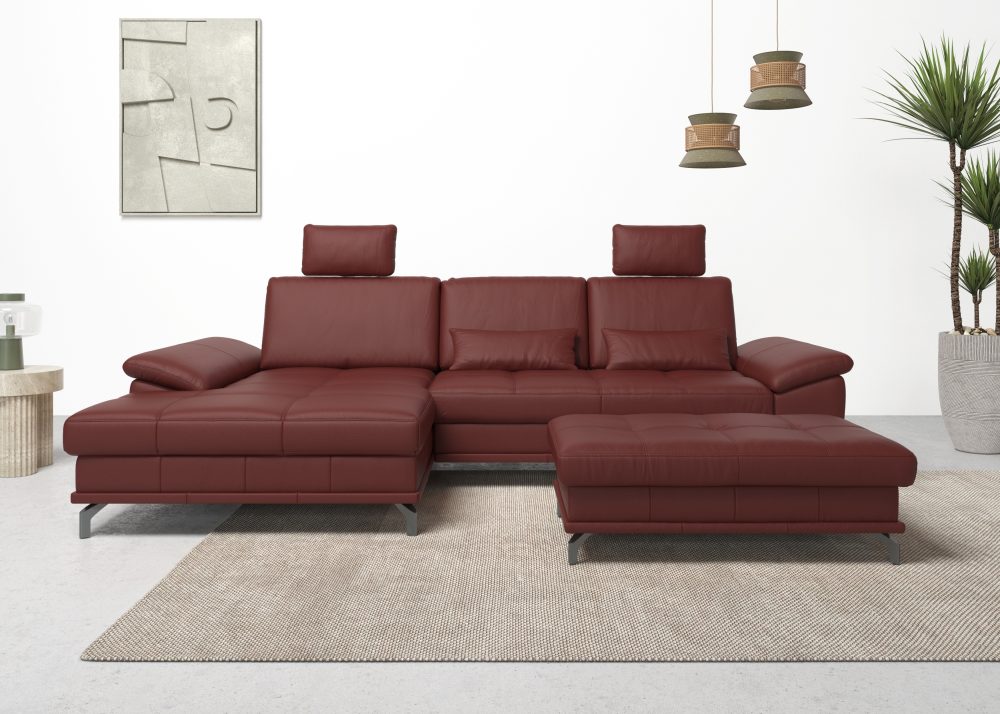 Places of Style Ecksofa »Costello«, incl. Sitztiefenverstellung und Armlehnfunktion, incl. 2 Nierenkissen