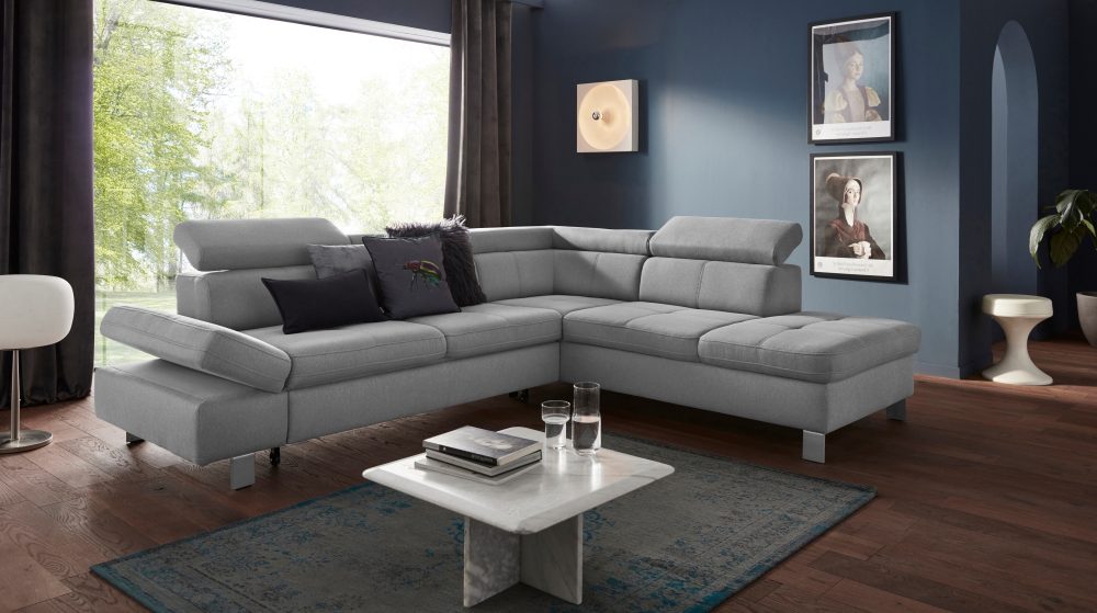 exxpo - sofa fashion Ecksofa, mit Kopf- bzw. Rückenverstellung, wahlweise mit Bettfunktion und Bettkasten