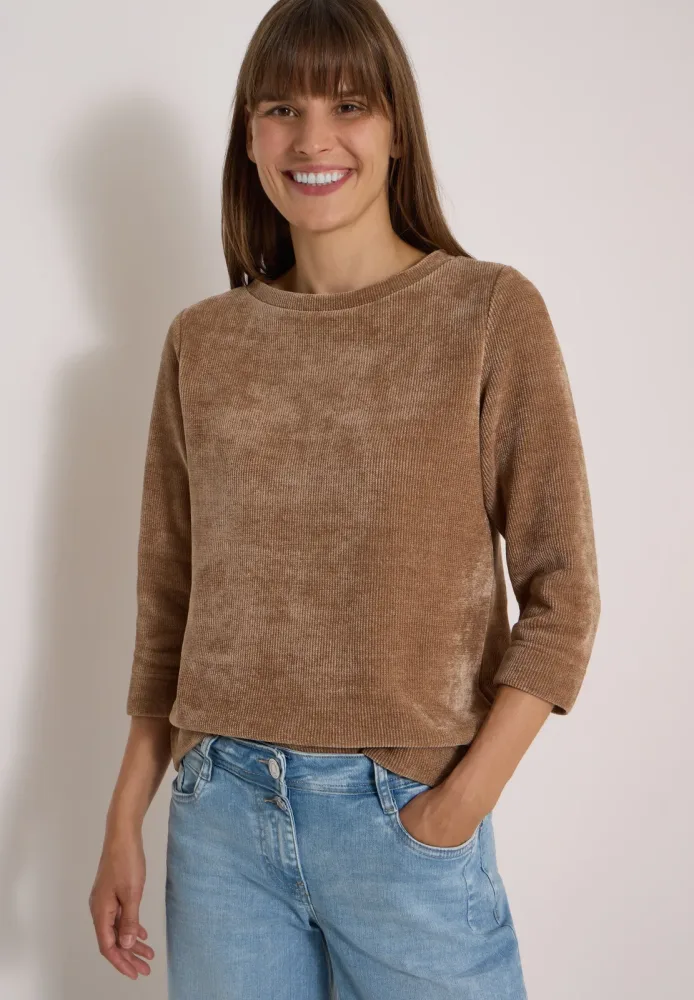 3/4-Arm Shirt aus Cord mit Boat Neck