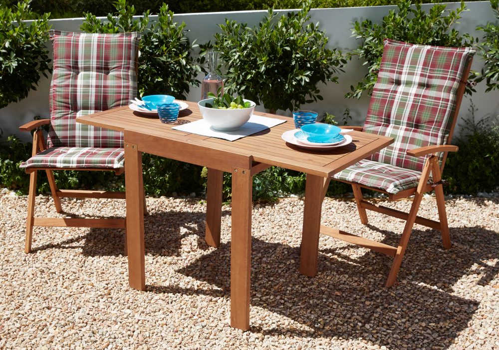 MERXX Gartenmöbelset »Borkum«, 5-tlg., 2 Klappsessel, Tisch 70x130 cm, Eukalyptus, braun