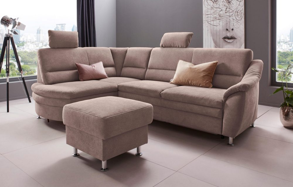Places of Style Ecksofa »Cardoso«, Federkern, wahlweise mit Bett, Schubkasten