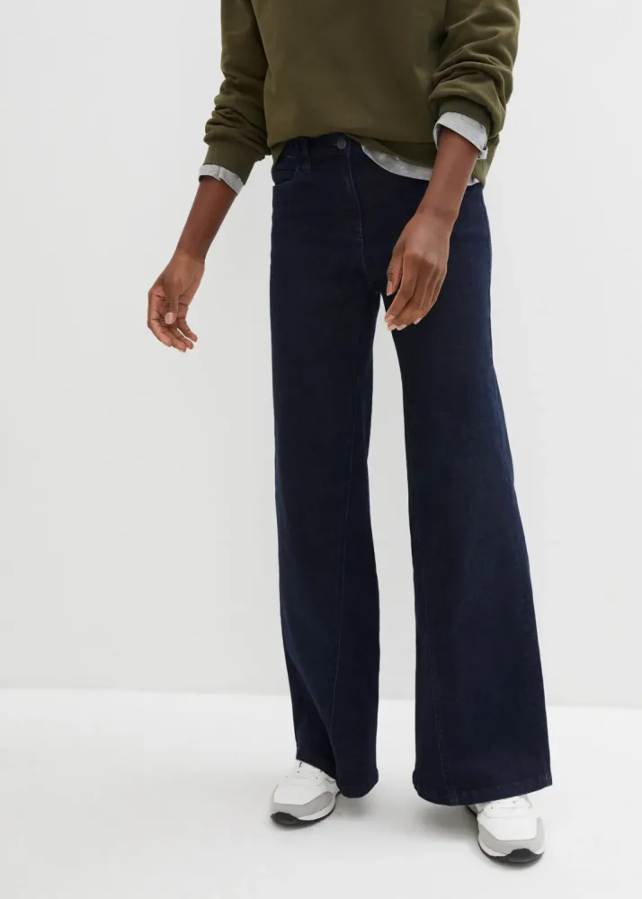 bonprix Weite Jeans Regular Fit, mit Elasthan-Anteil, mit Bequembund