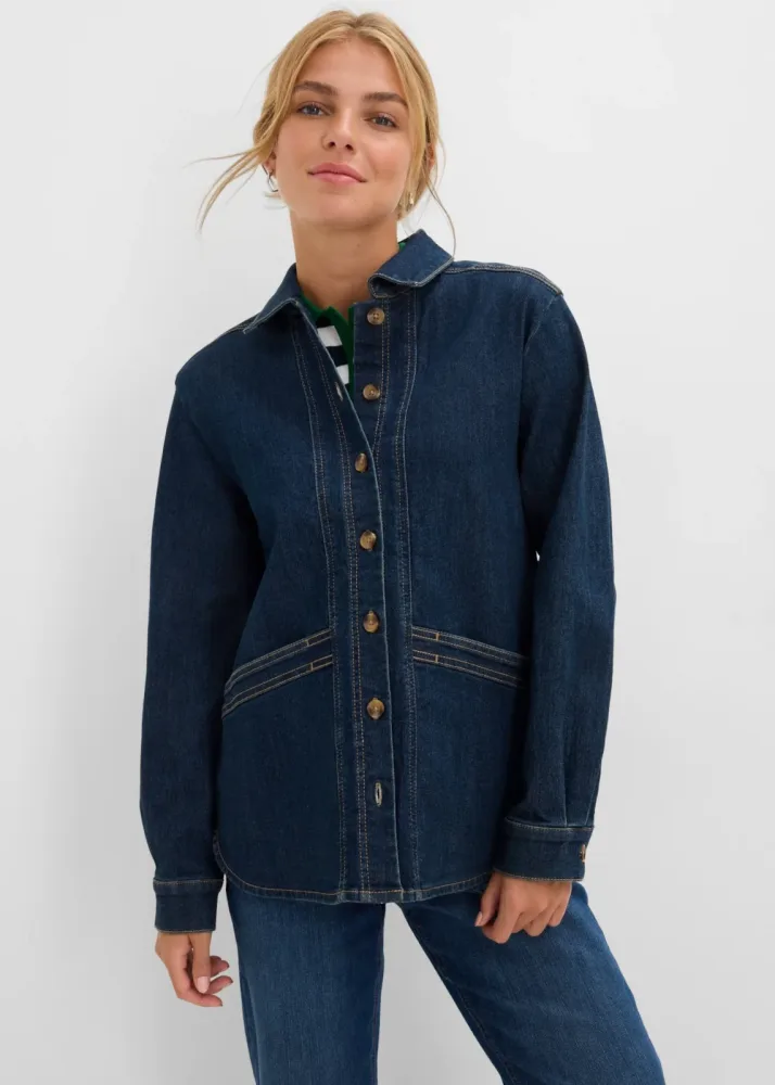 bonprix Jeansjacke mit Bio-Baumwolleblau 46Damen