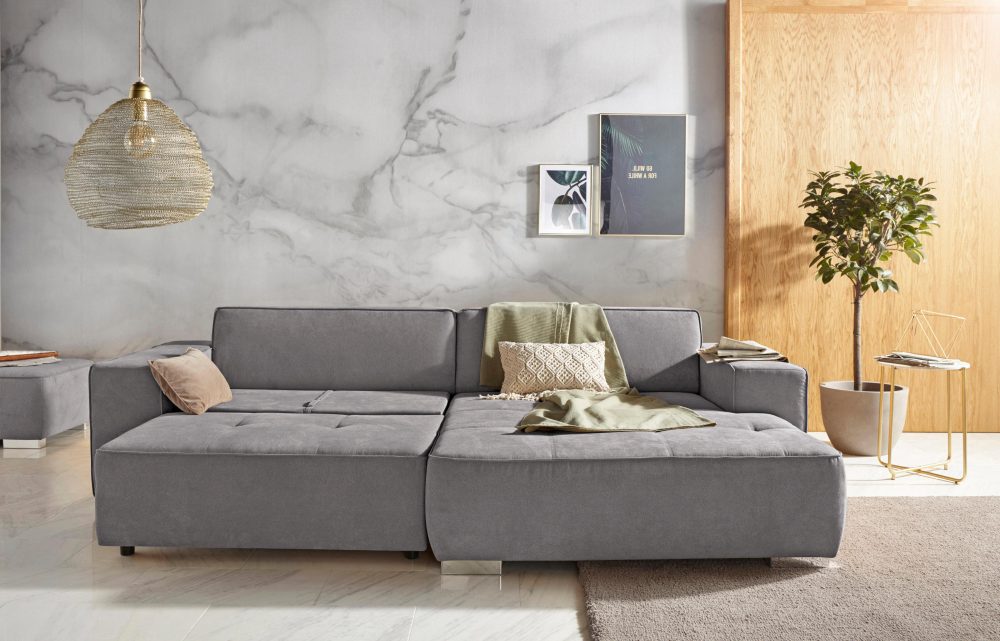 INOSIGN Ecksofa »Sapporo«, wahlweise Bettfunktion oder Sitztiefenverstellung, Federkern