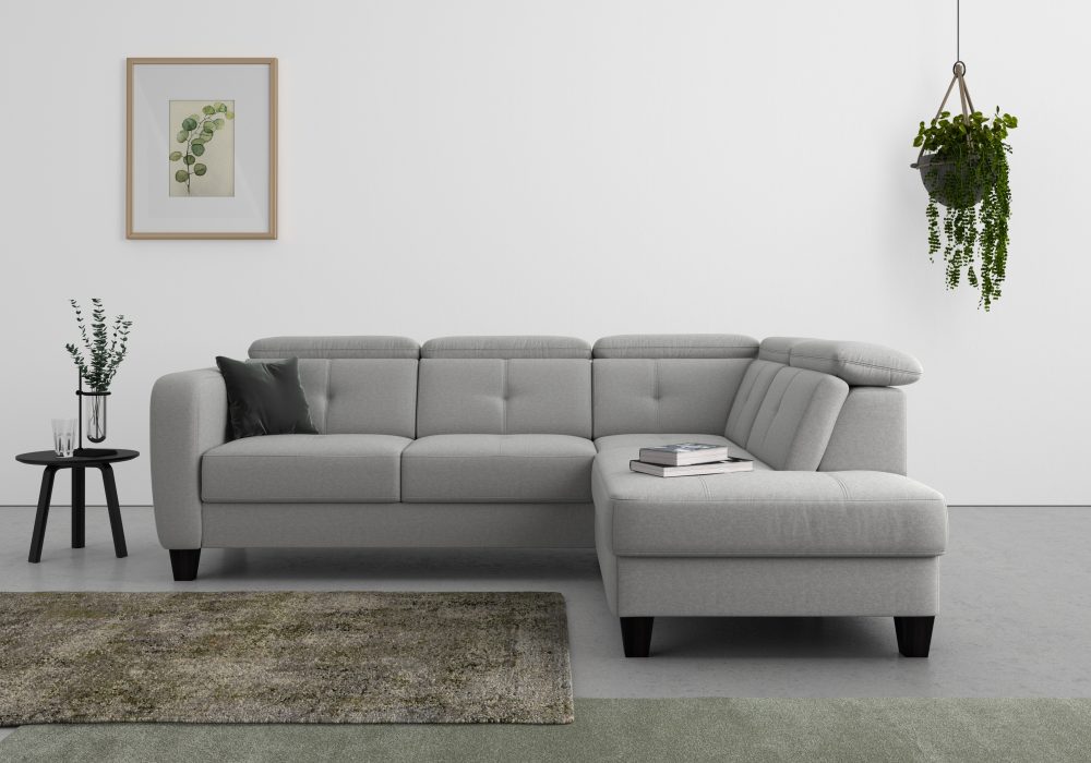 sit&more Ecksofa »Bellucci«, inklusive Kopfteilverstellung und Federkern, wahlweise mit Bettfunktion und Bettkasten