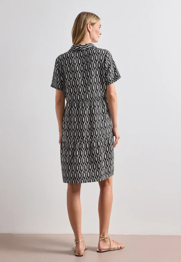Knielanges Kleid mit Kurzarm und Print
