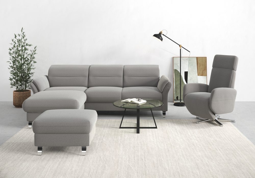 sit&more Ecksofa »Grenoble«, inklusive Federkern, wahlweise mit Bettfunktion, Bettkasten, Armteilverstellung und Kopfteilverstellung