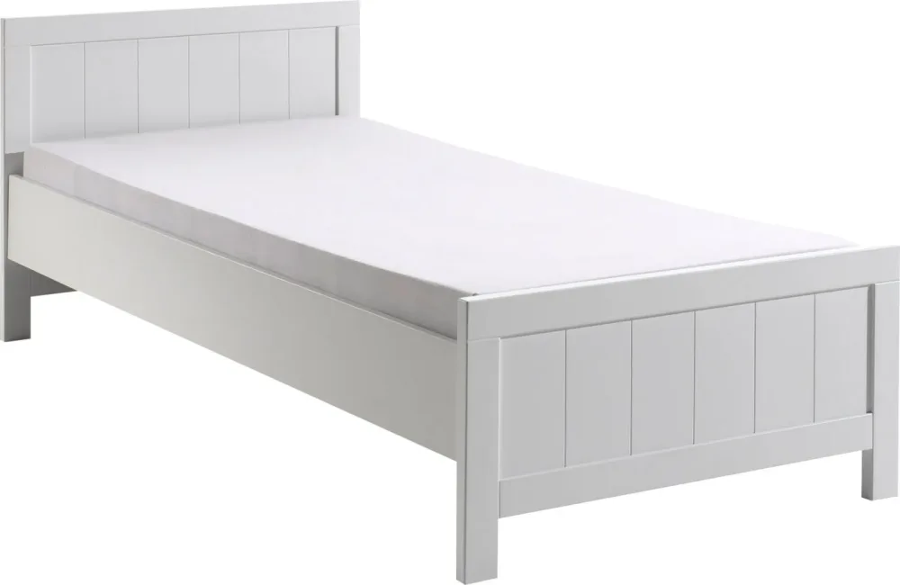 Vipack Einzelbett Made in Europe, Einzelbett in Landaus Optik mit Liegefläche 90 x 200 cm, Weiss lackiert