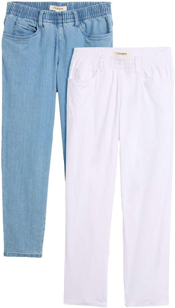 bonprix Straight-Jeans Packung, 2 gerades Bein, mit erhöhtem Gummibund, in Stretch-Qualität