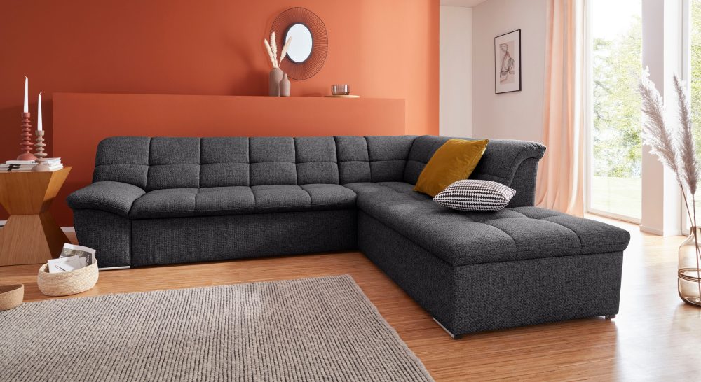 DOMO collection Ecksofa »Lagoa«, wahlweise mit Bettfunktion, frei im Raum stellbar, in grosser Farbvielfalt