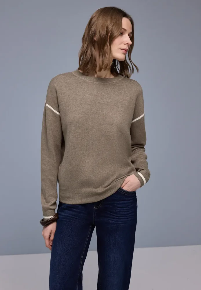 STREET ONE Strickpullover mit Kontrastdetails